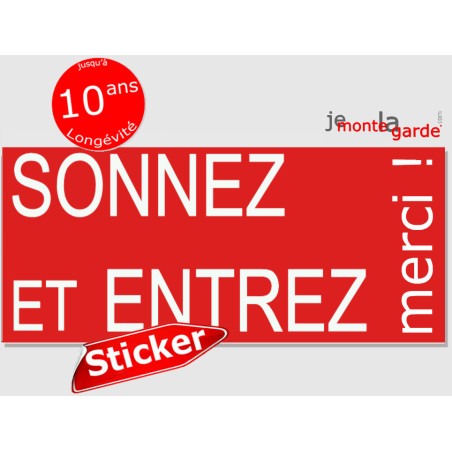 Sticker "Sonnez et Entrez, merci !" 2 tailles D