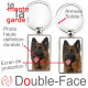 Porte-Clefs métallique double face photo Berger Allemand noir et feu poils longs, idée cadeau fer acier Altdeutsche Schäferhunde