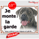 Cane Corso Italiano gris bleu, panneau photo autocollant "Je Monte la Garde", risques périls" Pancarte adhésif sticker