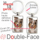 Porte-Clefs métallique double face photo Berger Australien tricolore rouge merle, idée cadeau porte clés fer acier Aussie