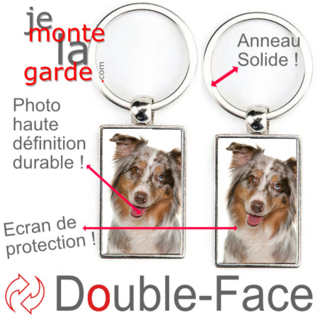Porte-Clefs Métal, double face photo Berger Australien Porte-Clefs Métal, double face photo Berger Australien