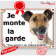 Fox Terrier poils lisses Tête, plaque portail "Je Monte la Garde, risques et périls" pancarte panneau attention au chien photo
