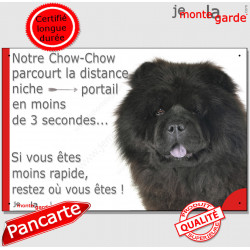 Chow-Chow, plaque humour "distance Niche - Portail" 24 cm
