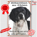 Epagneul Breton, plaque verticale "Attention au Chien" 24 cm VL