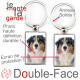 Porte-Clefs métallique double face photo Berger Australien bleu merle, idée cadeau porte clés fer acier Aussie