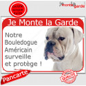 Bouledogue USA, plaque portail rouge "Je Monte la Garde" 24 cm RED