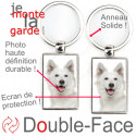 Porte-Clefs Métal, double face photo Berger Blanc Suisse