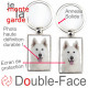 Porte-Clefs métallique double face photo Berger Blanc Suisse, idée cadeau porte clés fer acier