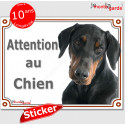 Dobermann, autocollant "Attention au Chien" 16 cm