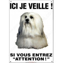 Bichon Havanais, plaque verticale "Ici je Veille" 26,5 cm ECO