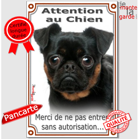Brabançon, Plaque Portail "Attention au Chien, merci de ne pas entrer sans autorisation" verticale, photo, résiste pluie soleil 