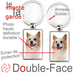 Porte-Clefs métallique double face photo Berger Islandais, idée cadeau porte clés fer acier