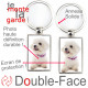 Porte-Clefs métallique double face photo Bichon Frisé, idée cadeau porte clés fer acier