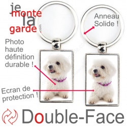 Porte-Clefs Métal, double face photo Bichon Frisé