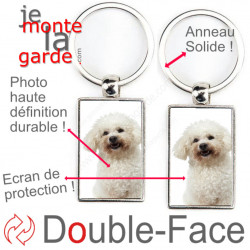 Porte-Clefs Métal, double face photo Bichon Frisé