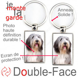 Porte-Clefs métallique double face photo Bobtail, idée cadeau porte clés fer acier