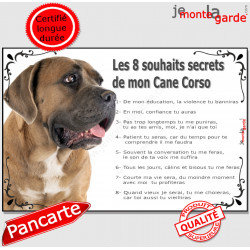 Cane Corso fauve, plaque photo extérieur "les 8 Souhaits Secrets" 24 cm CDT