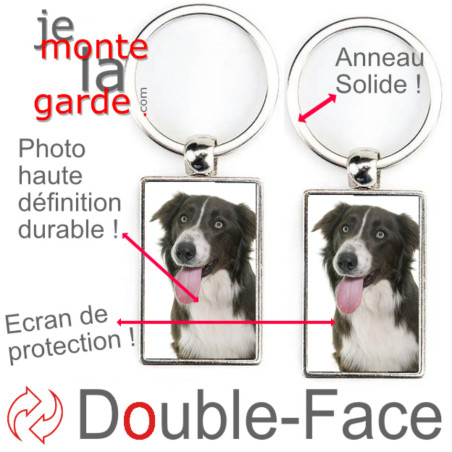 Porte-Clefs Métal, double face photo Border Collie bleu Porte-Clefs Métal, double face photo Border Collie bleu