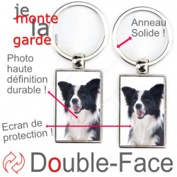 Porte-Clefs Métal, double face photo Border Collie