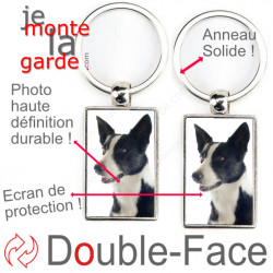 Porte-Clefs Métal, double face photo Border Collie