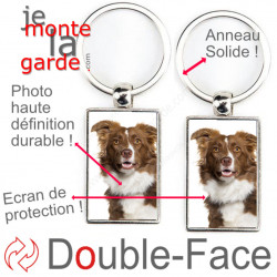 Porte-Clefs Métal, double face photo Border Collie