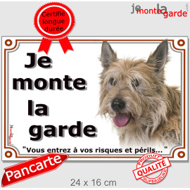 Berger Picard, plaque portail "Je Monte la Garde, risques et périls" pancarte attention au chien panneau photo