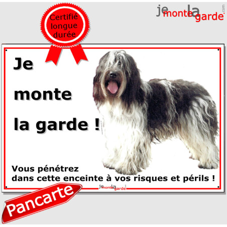 Schapendoes Neerlandais, plaque portail "Je Monte la Garde" 24 cm EC﻿O