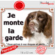 Springer Spaniel marron, Plaque portail extérieur "Je monte la garde, risques périls" pancarte photo springeur attention chien