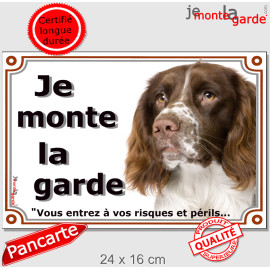 Springer Spaniel foie, plaque portail photo "Je Monte la Garde, vous entrez à vos risques et périls" résiste dehors, 3 tailles D