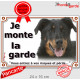 Beauceron noir et feu Tête, Plaque portail "Je Monte la Garde, risques périls" panneau affiche pancarte photo berger de Beauce