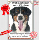 Bouvier Suisse Tête, Plaque Portail verticale "Attention au Chien, interdit sans autorisation" pancarte, affiche panneau