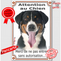 Bouvier Suisse, plaque portail verticale "Attention au Chien" 24 cm VL