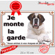 Saint-Bernard, Plaque extérieure "Je monte la garde, risque péril" panneau st-bernard, pancarte photo attention au chien