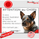 Bouvier Australien moucheté bleu, plaque portail humour "Attention au Chien, Jetez Vous au Sol, attendez secours, courage" photo