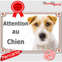 Jack Russell Terrier poils durs, plaque portail "Attention au Chien" 24 cm LUX