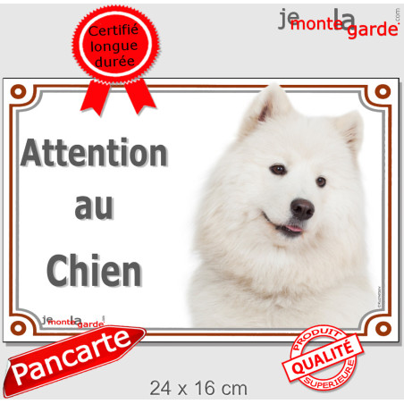 Samoyède, plaque portail photo "Attention au Chien" résiste pluie soleil gel, idée cadeau,  3 Tailles D