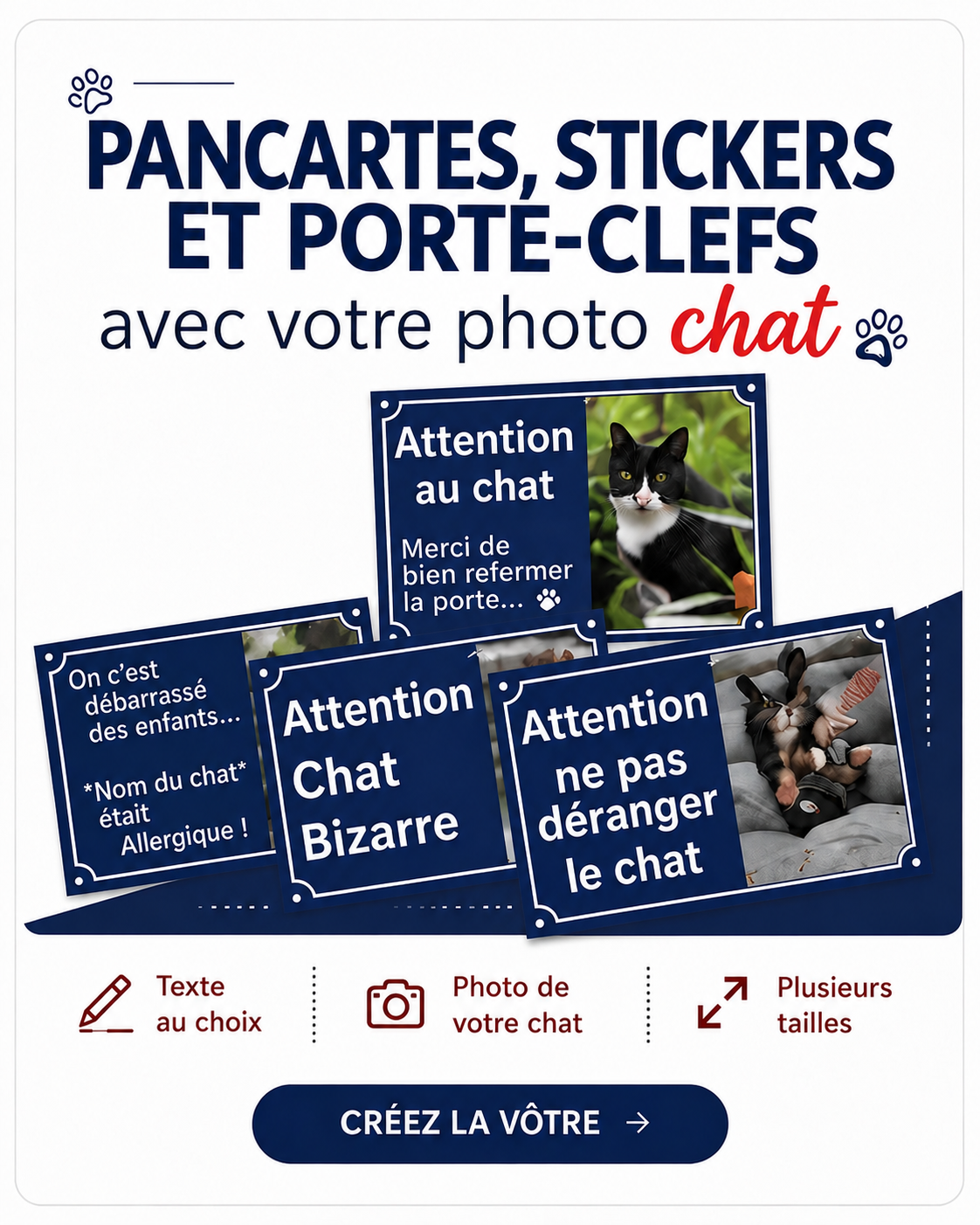Pancartes personnalisables avec la photo de votre chat