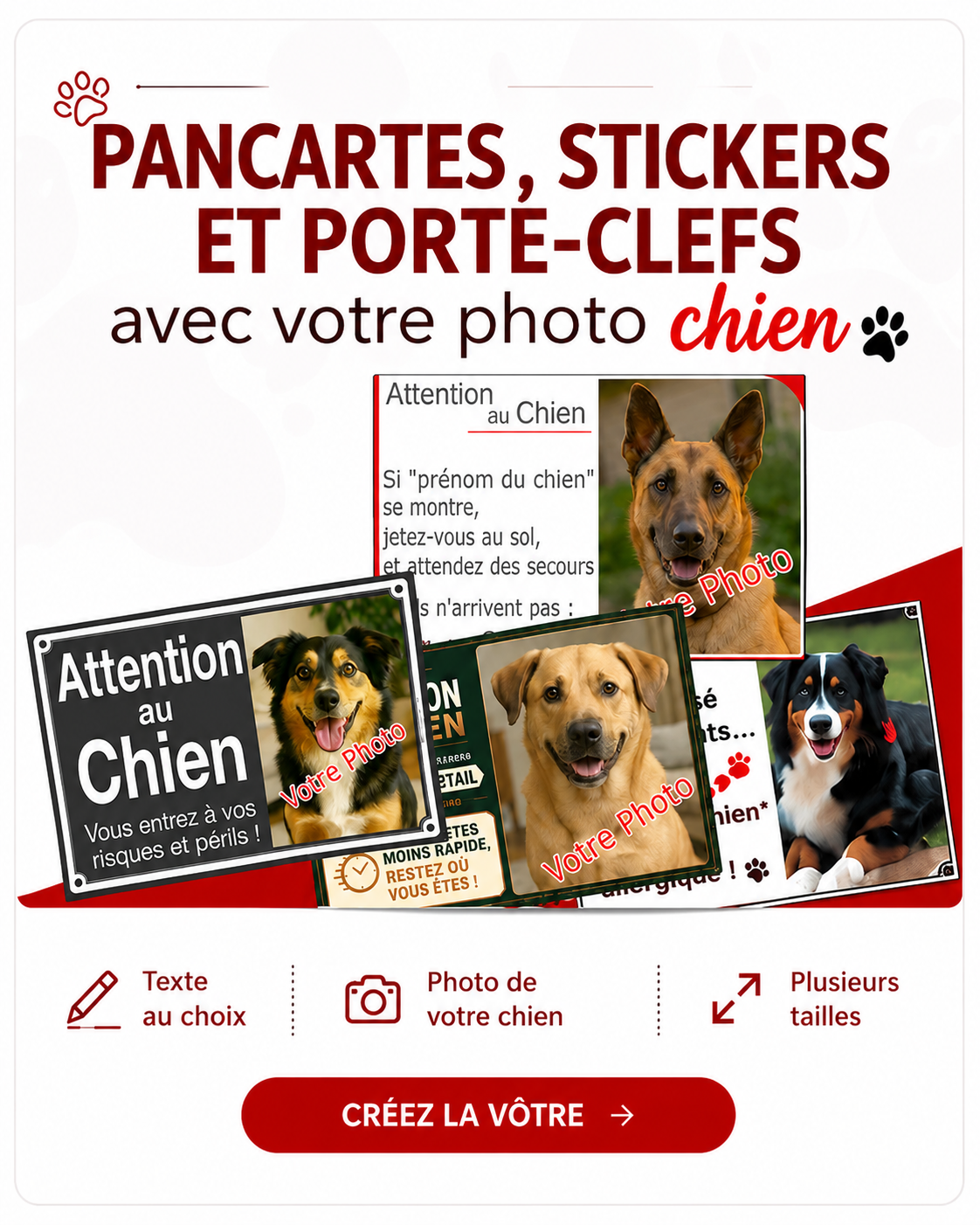 Pancartes personnalisables avec la photo de votre chien