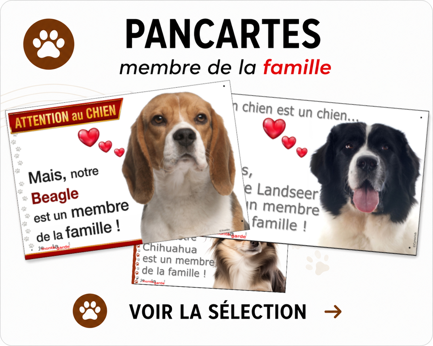 Pancartes chiens membres de la famille