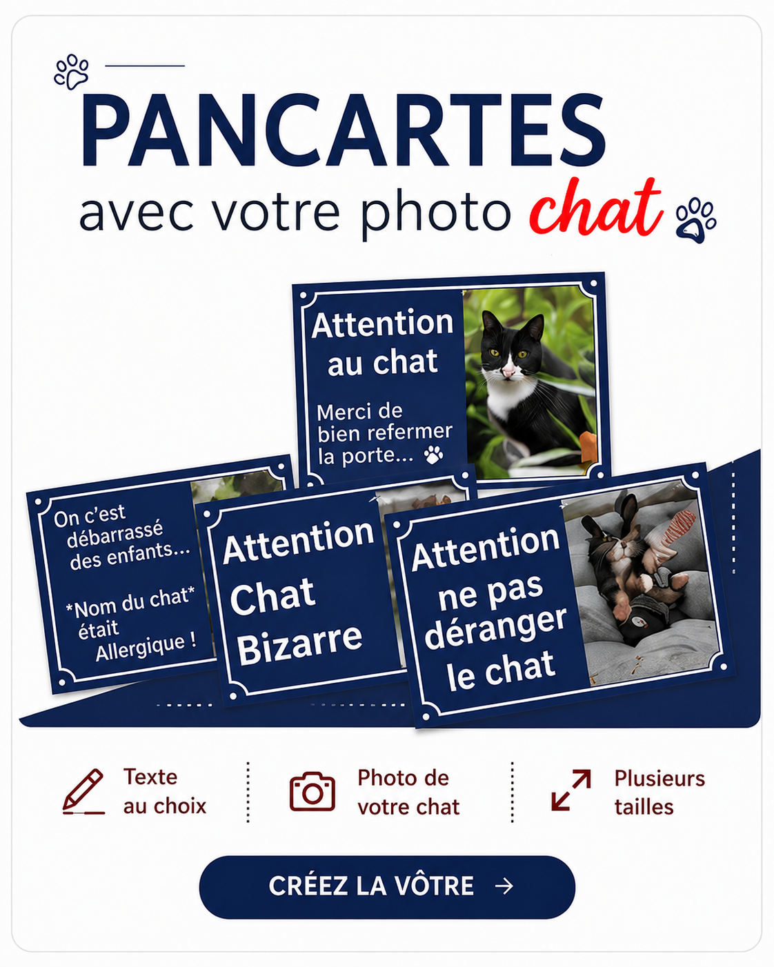 Pancartes personnalisables avec la photo de votre chat